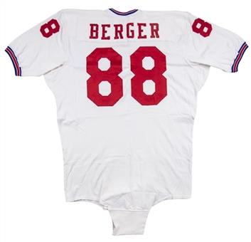 1972 Ron Berger Game Used New England Patriots White Jersey (Patriots ProShop)